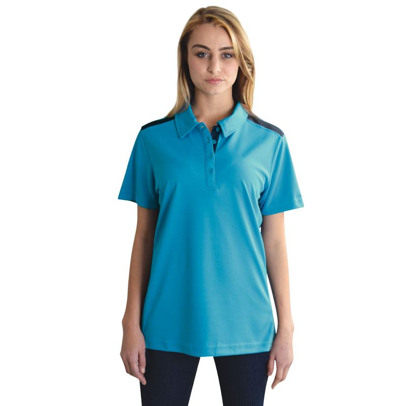 Ladies Vector Polo - Cyan/Graphite - End Of Range