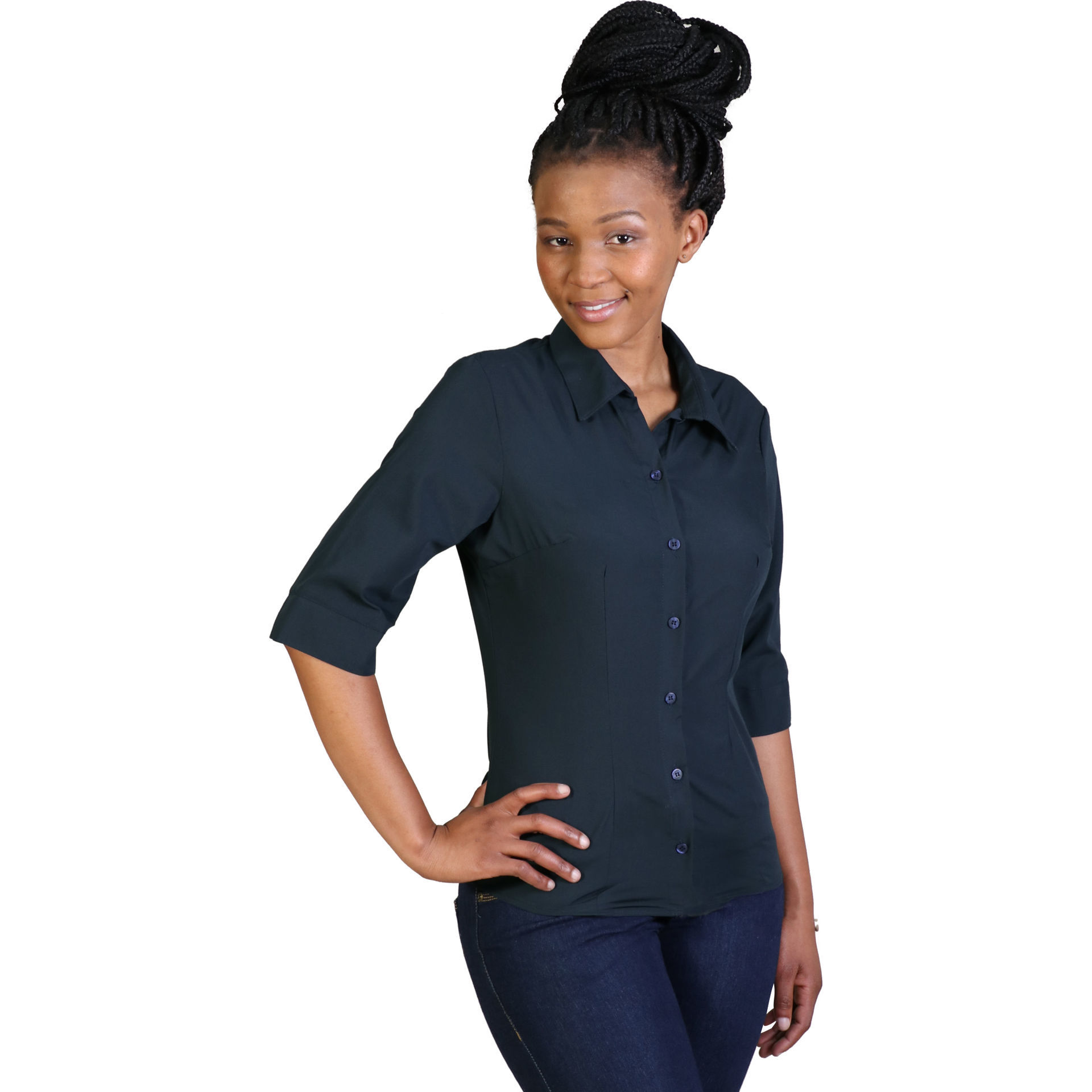 Ladies Icon Woven Shirt - Navy - While Stock Last