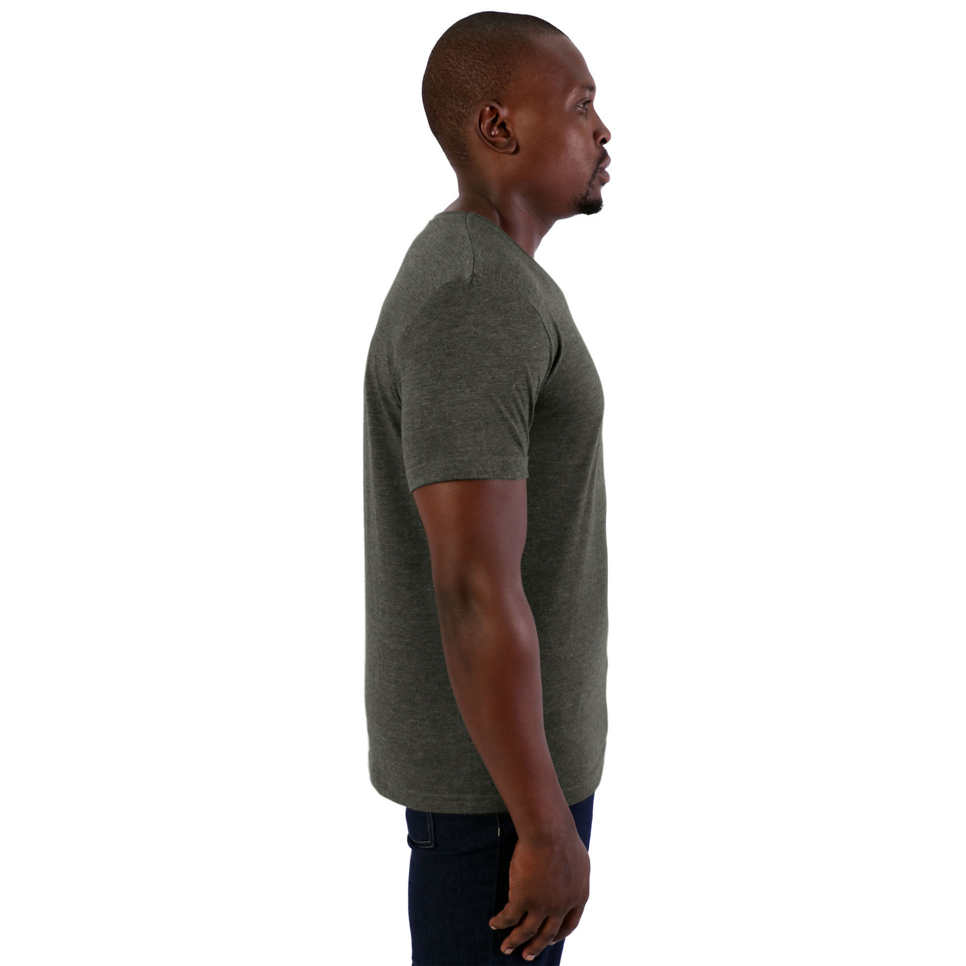 140g Urban Lifestyle V-Neck T-Shirt - Army green melange - While Stocks Last