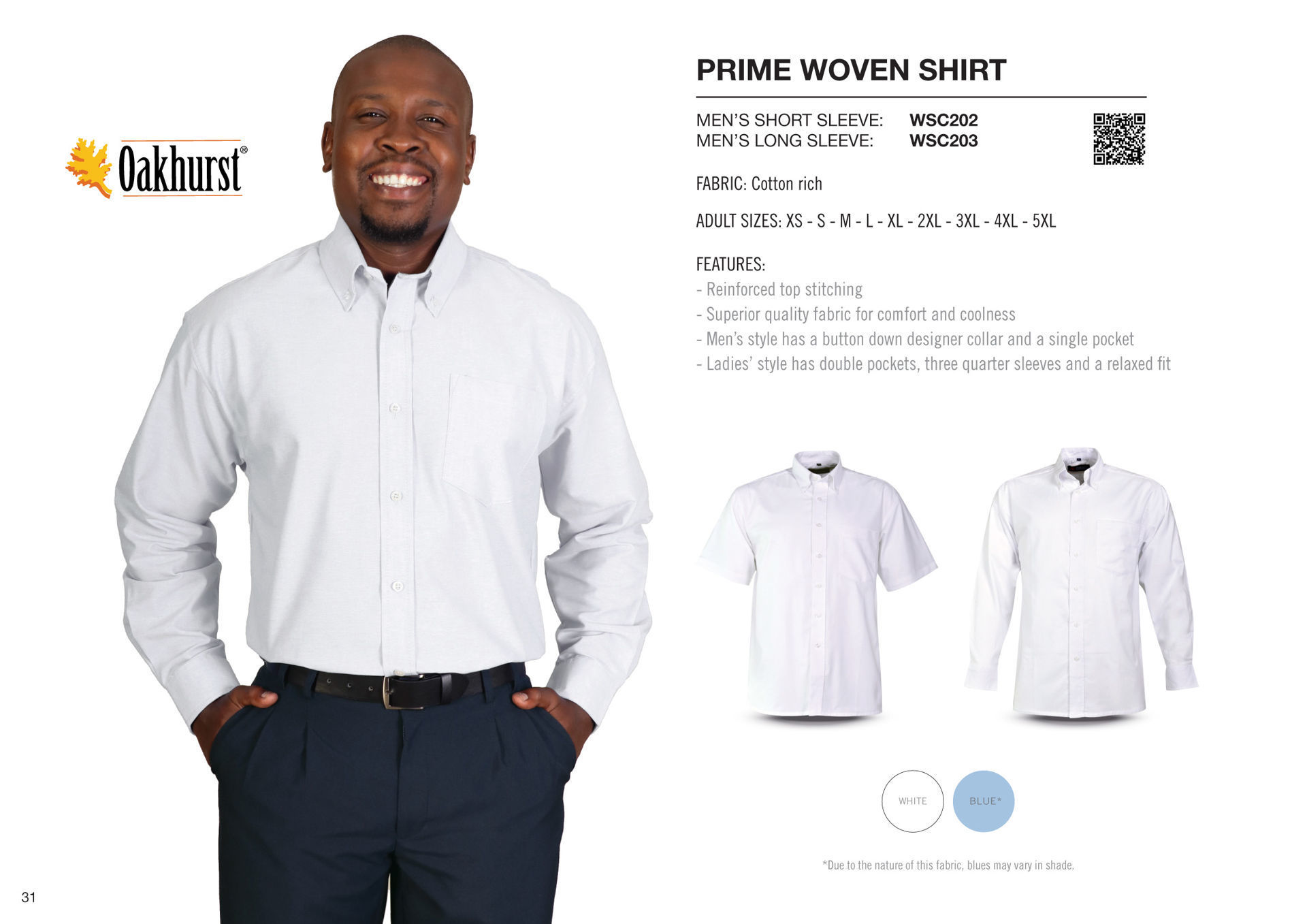 Prime Woven Shirt Long Sleeve - White - While Stocks Last