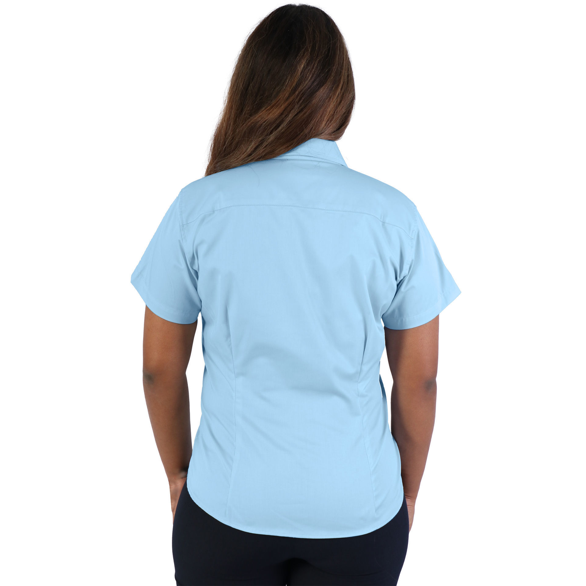 Ladies Classic Woven Shirt Short Sleeve - Blue Sky - While Stocks Last