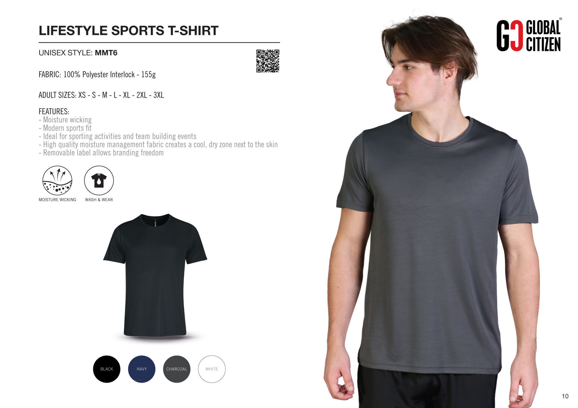 Unisex Lifestyle Sports T-Shirt - Charcoal - While Stocks Last