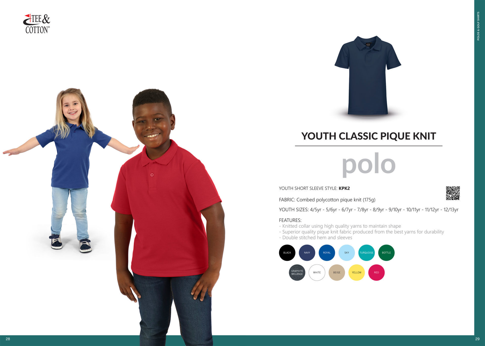 175g Youth Classic Pique Knit Polo, view 15