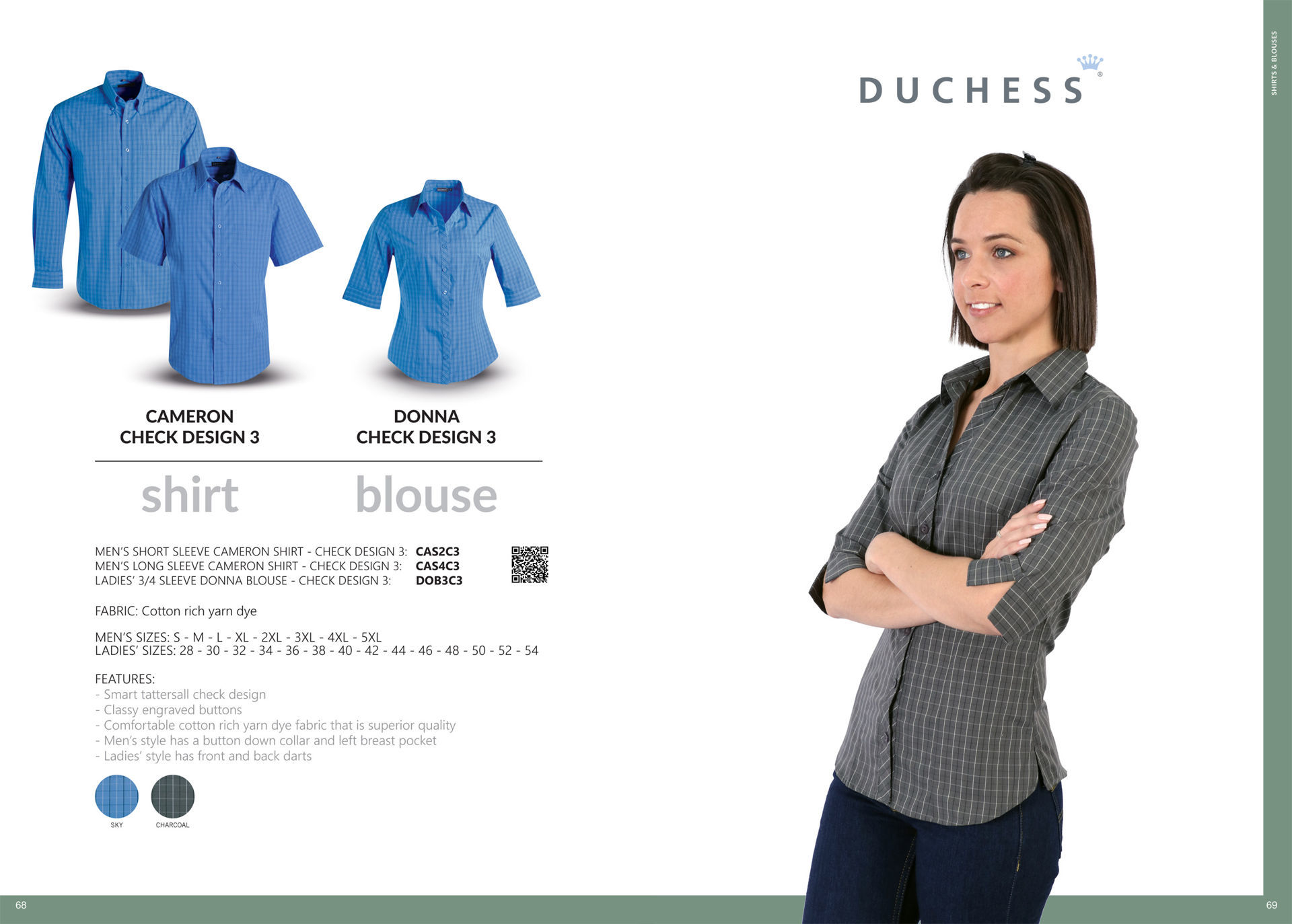 Donna Blouse 3/4 Sleeve - Check 3
