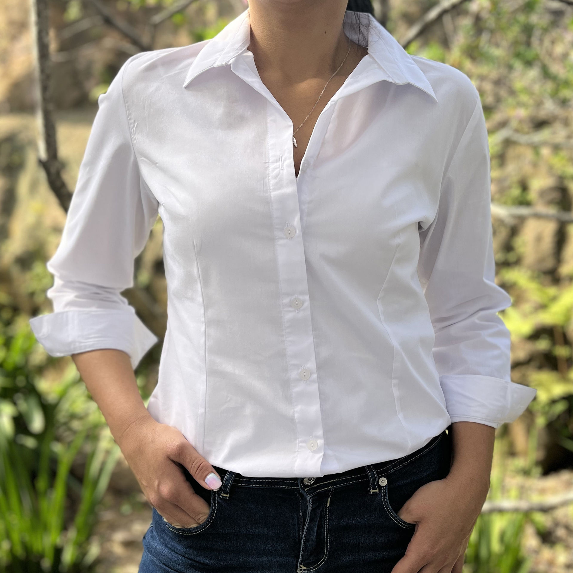 Roselina Blouse Long Sleeve - Shaded White - While Stock Last