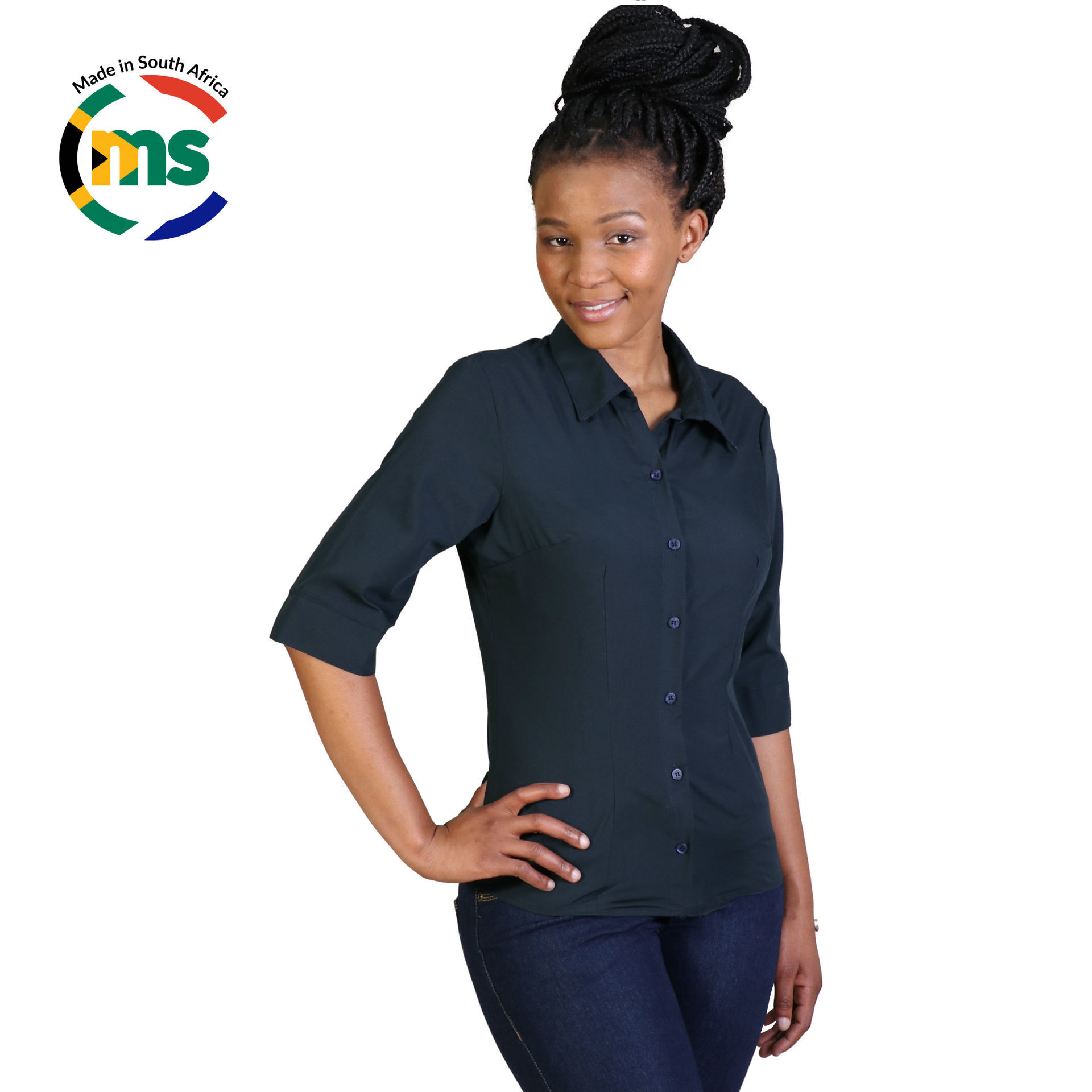 Ladies Icon Woven Shirt - Navy - While Stock Last