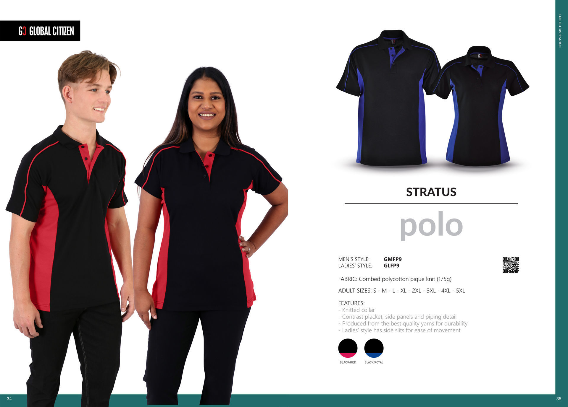 Ladies Stratus Polo - Black / Lime - End Of Range