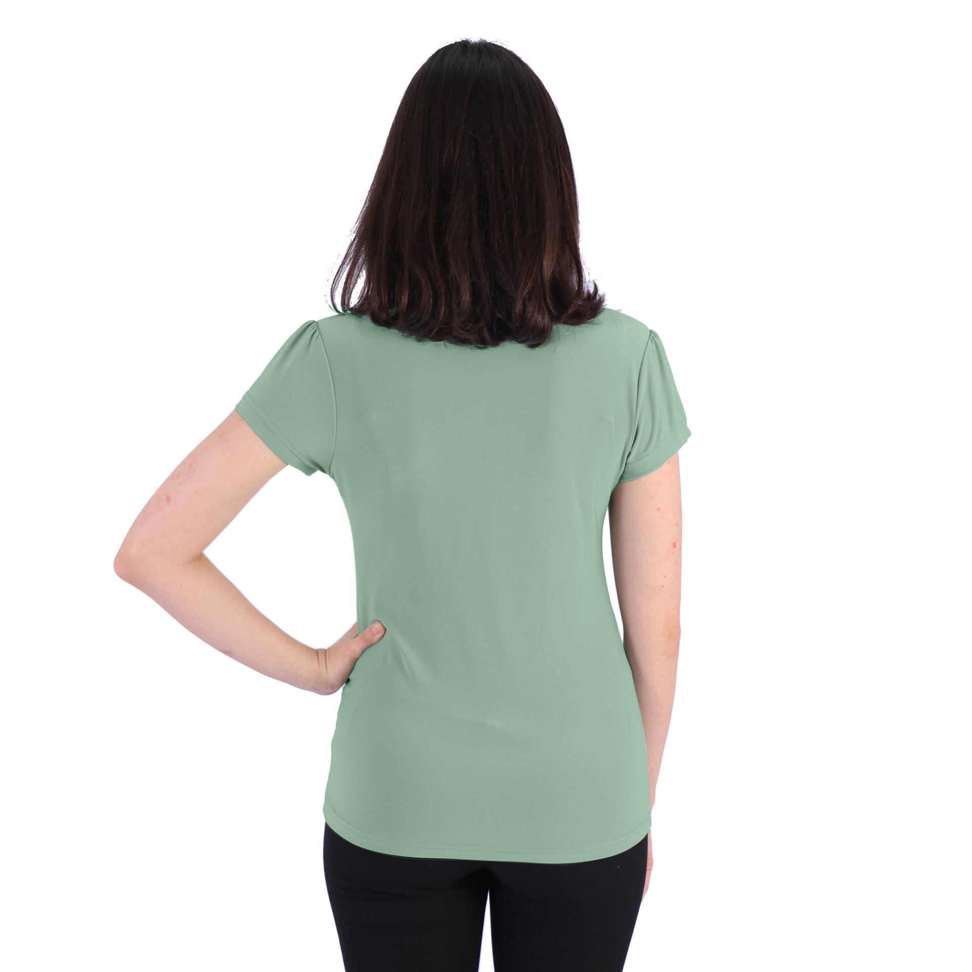 Emma Blouse - Short Sleeve - Sage Green - End Of Range