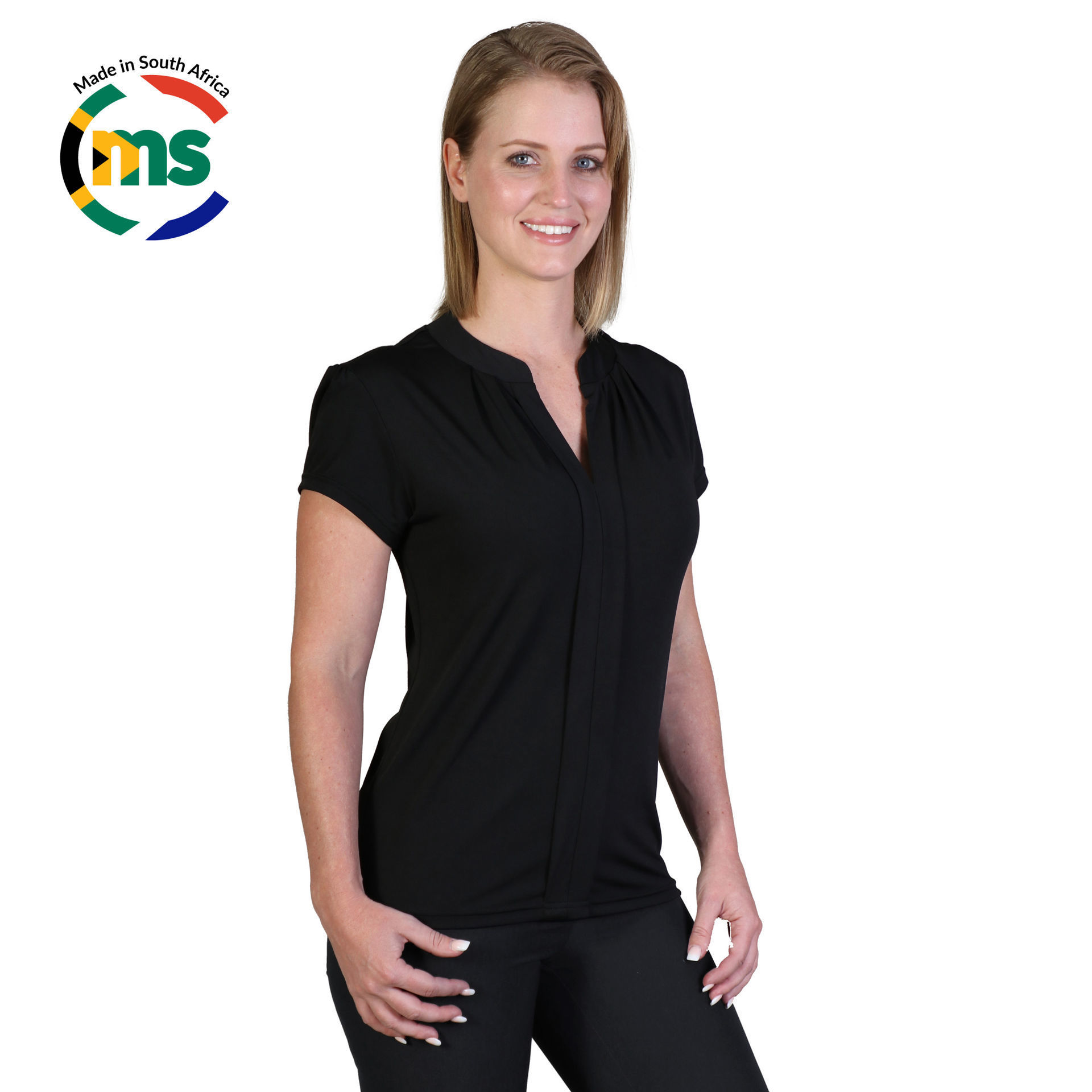Emma Blouse - Short Sleeve - Black - End of Range