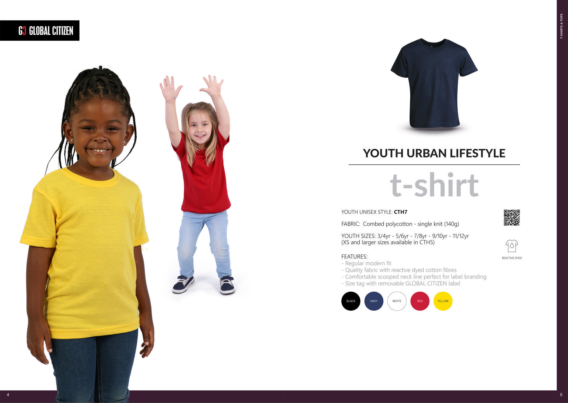 140g Urban Lifestyle Youth T-Shirt - Navy - End Of Range